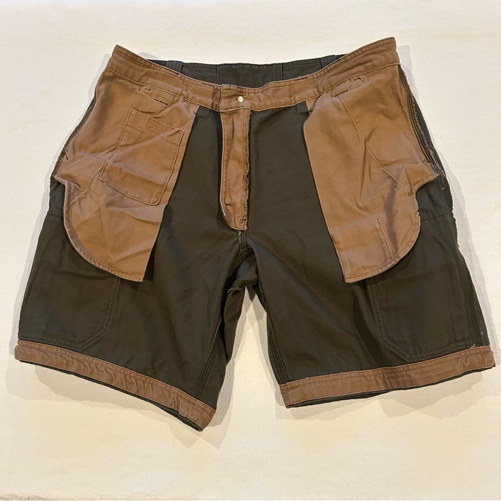 Duluth Trading Canvas Cargo Shorts 100% Cotton Olive Green Size 40 Inseam 11 - Picture 7 of 9